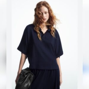 COS Navy Short Sleeve Resortwear Golf Top Size XS New Nwot